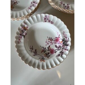 Spode Salad Bowl Vibrant‎ Pink Flowers Mustard Sheer Rim Classic English Cottage